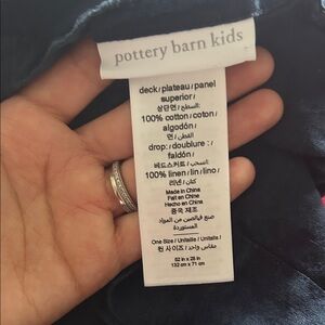 Pottery Barn Kids Navy Blue Cotton/ linen crib skirt